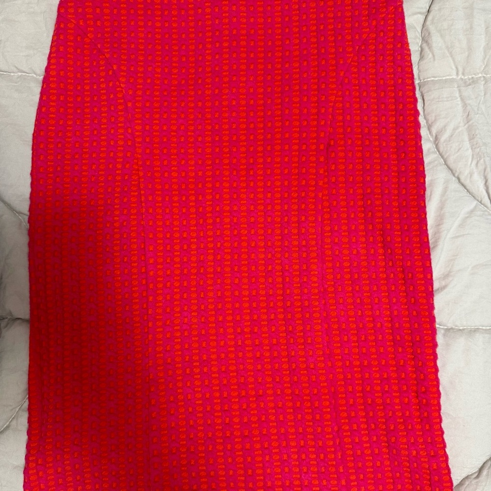 Anthropologie Red and Orange Plaid Pencil Skirt
